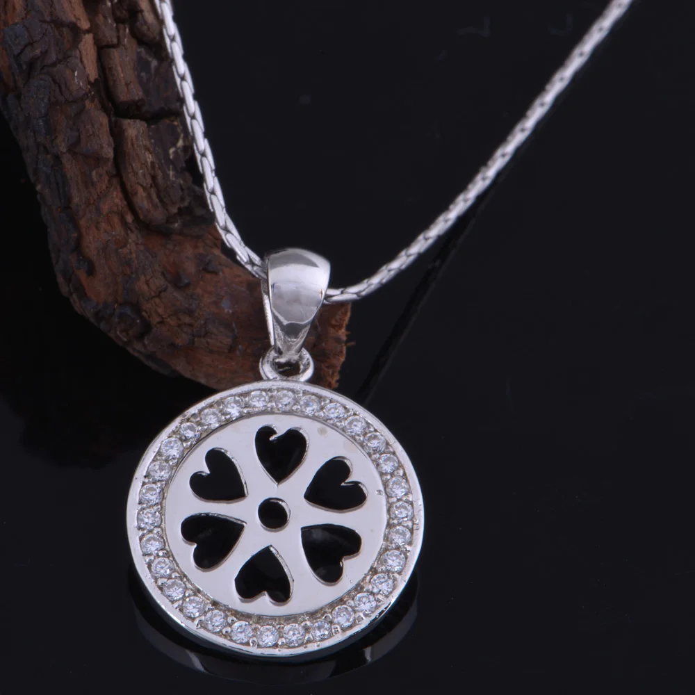 Nice White Plated Necklace With Shine Crystal And Hollow Heart Shape Design Pendant For Women Gift | Украшения и аксессуары