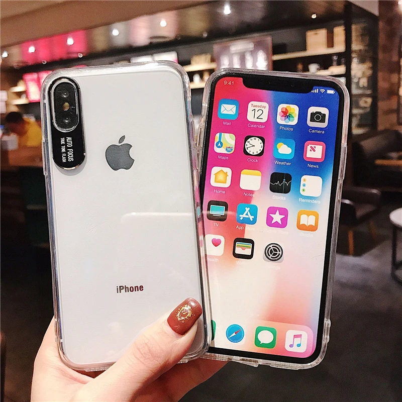 Прозрачный силиконовый чехол для телефона iPhone XR XS Max X металлические линзы