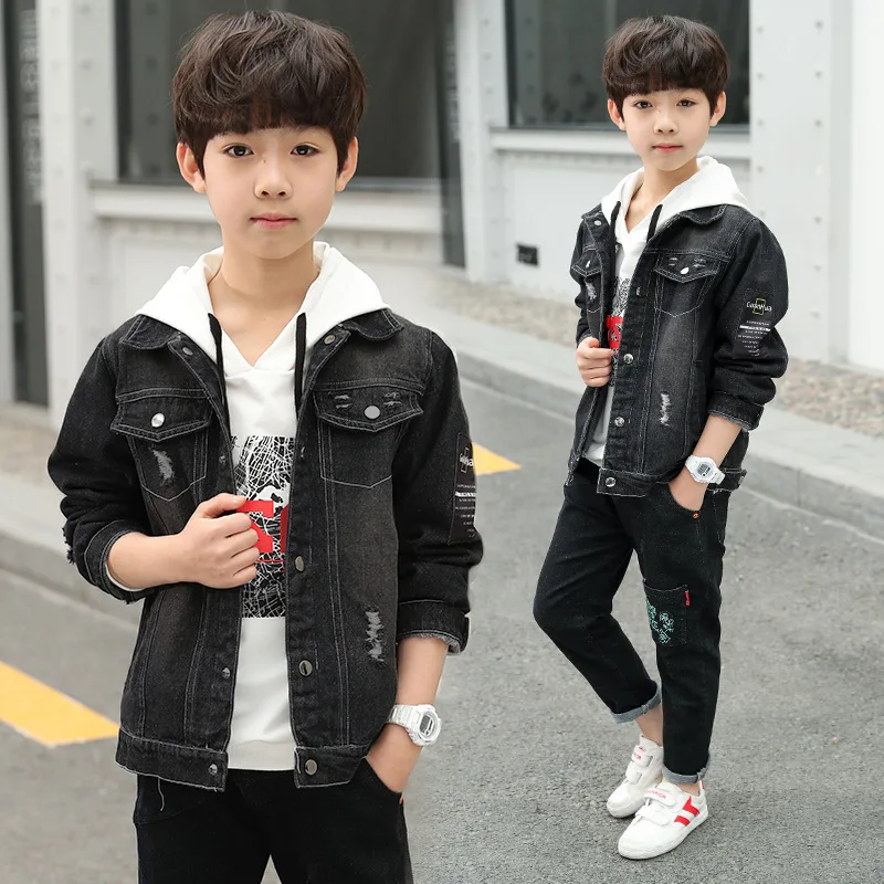 

Rlyaeiz High Quality Boys Denim Jacket Coat 2019 Spring Long Sleeve Back Printed Jeans Jackets Casual Kids Cowboy Jacket