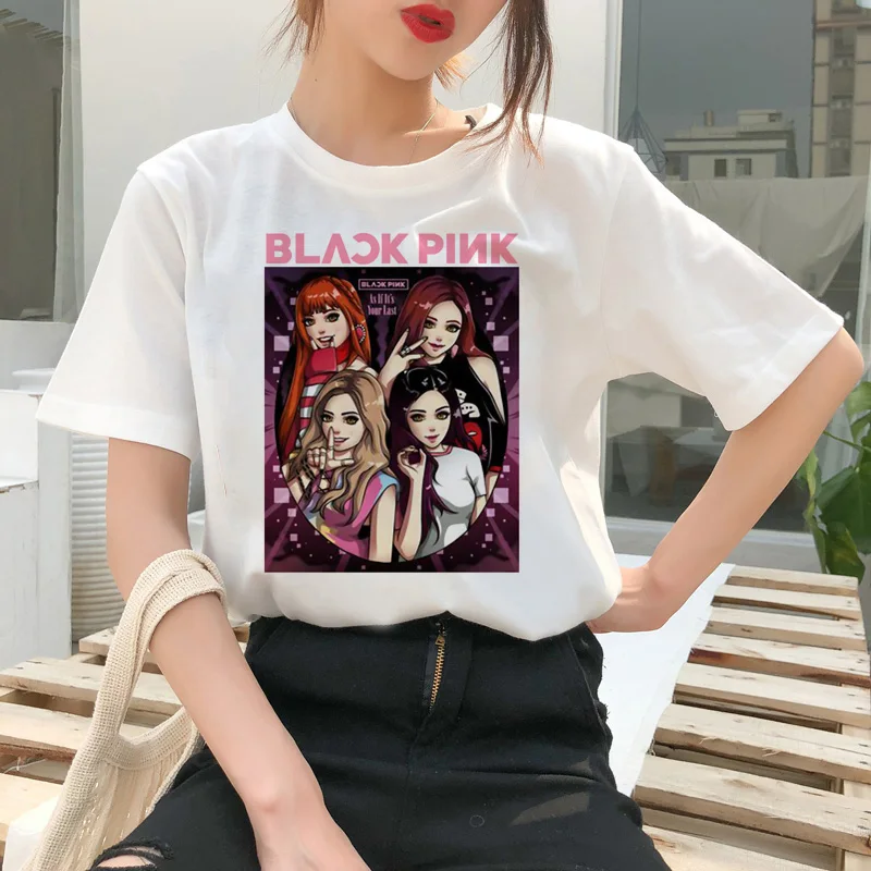 Blackpink Kill This Love Футболка Harajuku LISA JISOO JENNIE ROSE 90s мультяшная футболка женская модная футболка женская футболка Ullzang