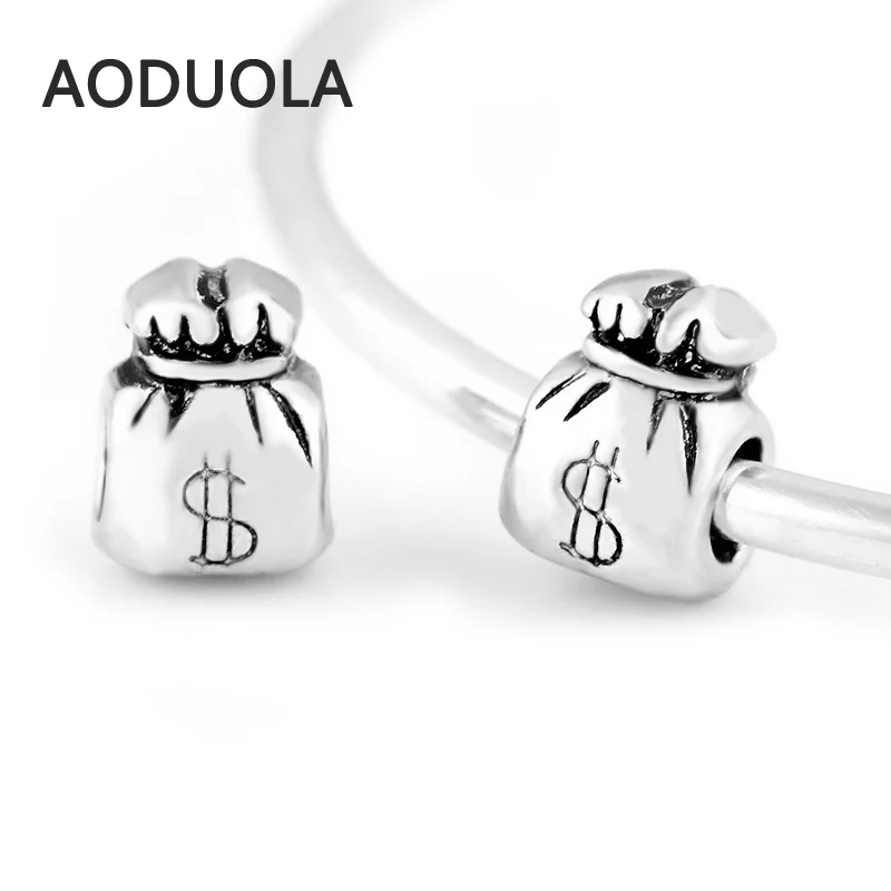 10 шт. в партии бусины форме доллара на удачу античное посеребренное покрытие