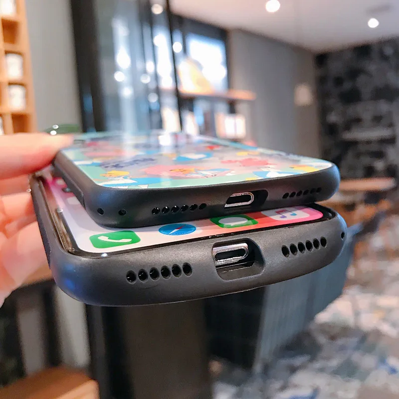 Мультяшный чехол из закаленного стекла для телефона для iPhone X, XR, XS, MAX, 8, 7, 6s plus, милый Дамбо, Алиса, Белоснежка, защитное стекло, чехол