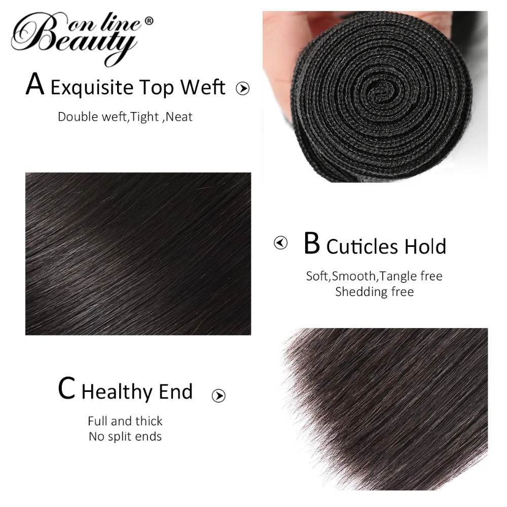 Красота на линии Малайзии прямые пучки волос 8 28 дюймов натуральный Цвет 100% Remy