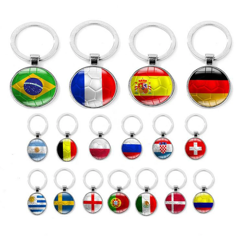 Hot selling fashion Football Top Countries National Flag Shape Keychain For Nice Gift Keyring For Football Fans Friends Lovers