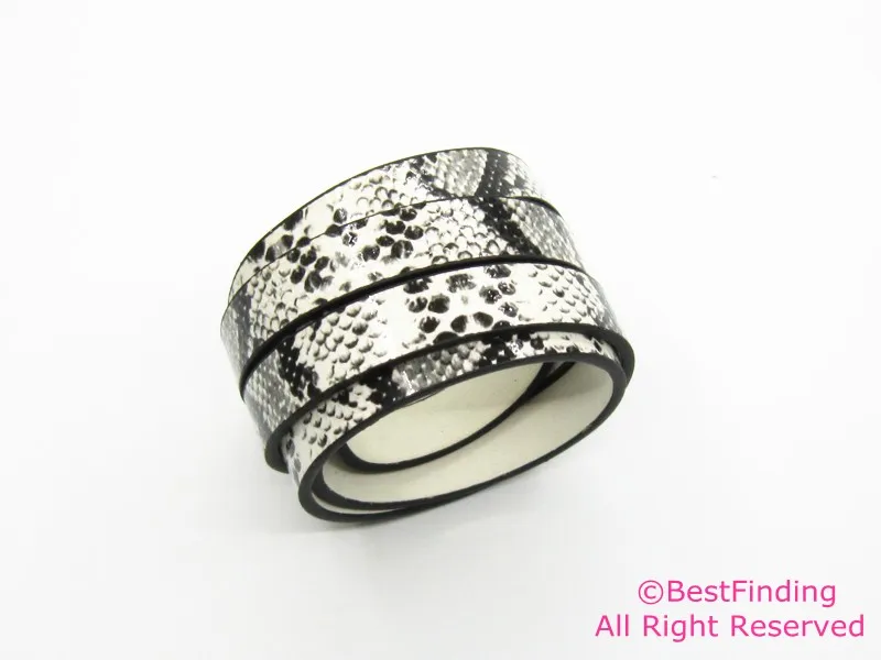 

White snake skin lace 10mm leather cord 10x2mm Faux leather cord