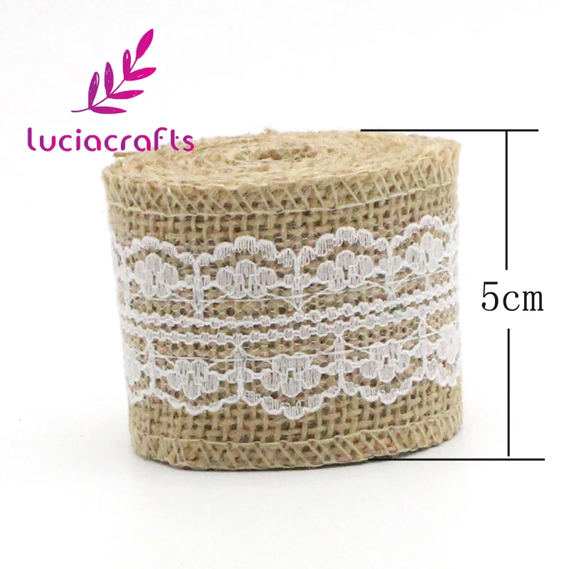 Lucia crafts 2y/lot 5-6 см лента из натуральной джутовой мешковины с кружевной льняной отделкой джутовые DIY Свадебные мероприятия вечерние принадлежности для торта V0602