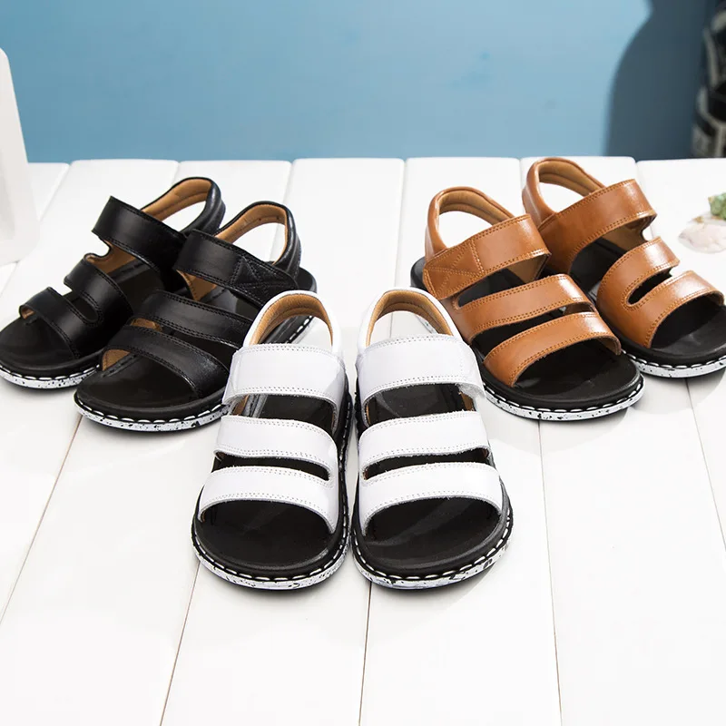 

Genuine Leather Children's Sandals Cowhide Soft Bottom Casual Shoes Fashion Boy Outdoor Beach Sandals KS445