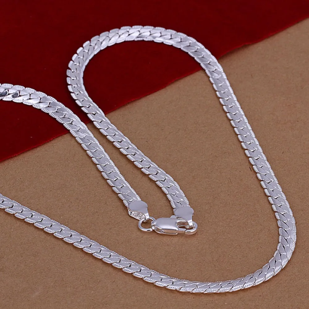 5MM Snake Chain Necklace Beautiful Fashion Jewerly Making Solid Silver Plated Classic Wide Statement Men's Punk Rock | Украшения и