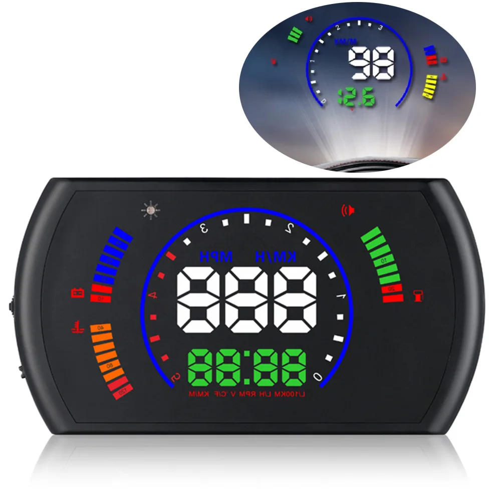 

Car HUD Head Up Display OBD2 Display On-board Computer Windshield Projector Clear Fault Code Fuel Consumption Car Speedometer