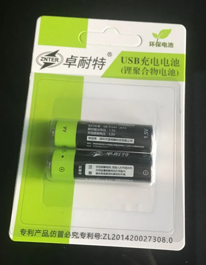 Аккумулятор ZNTER 2 шт. перезаряжаемая литиевая батарея 1 5 в AA а/ч с USB кабелем для