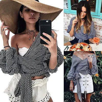 Блузка женская хлопковая с длинным рукавом и бантом|shirt top|blouse shirtoff shoulder shirt |