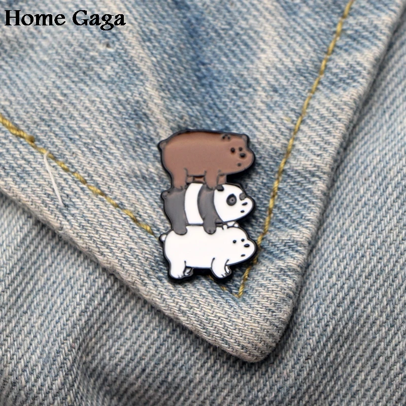Homegaga Мы Голые Медведи diy цинк мультфильм забавные булавки броши для рюкзака, одежды для мужчин и женщин шляпа Декоративные значки медали D1605