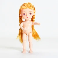 new 13cm mini girl dolls 3d eyes 13 movable jointed naked nude body cute braid baby girls toys doll for gifts