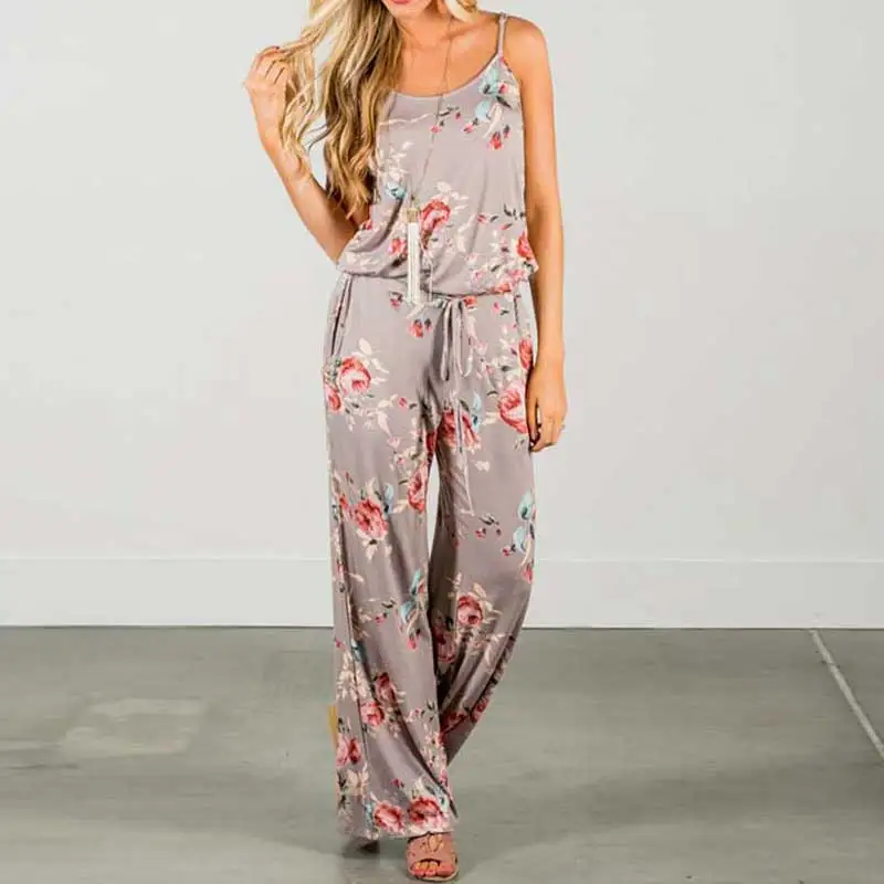 2020 Summer Boho Jumpsuit Women Overalls Beach Romper Floral Long Female Loose Jumpsuits For | Женская одежда