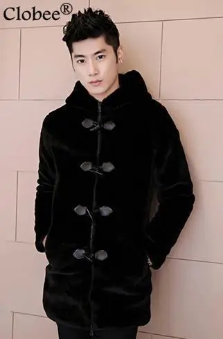 Новинка 2019 брендовая мужская верхняя одежда средней длины из искусственного