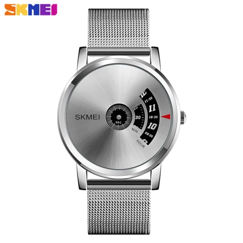 Silver Silver-Mesh SKMEI простые кварцевые мужские часы брендовые Роскошные модные часы из нержавеющей стали водонепроницаемые спортивные наручные часы Мужские часы - Цвет: Silver Silver-Mesh