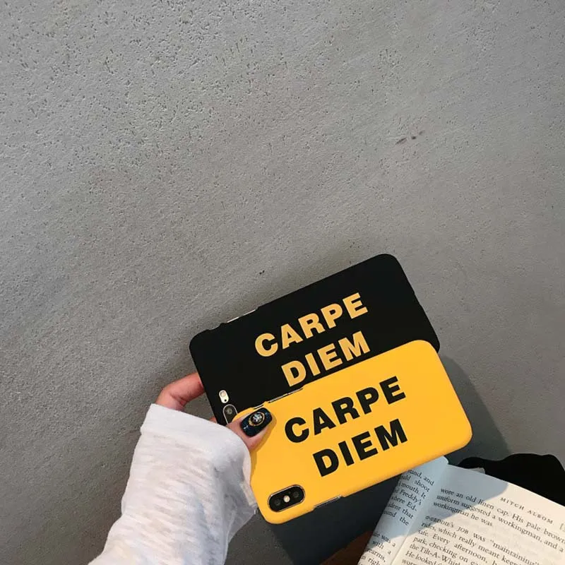 Простая английская буква CARPE DIEM версия Чехол для iPhone X XR XS Max 6 6S 7 8 Plus матовый