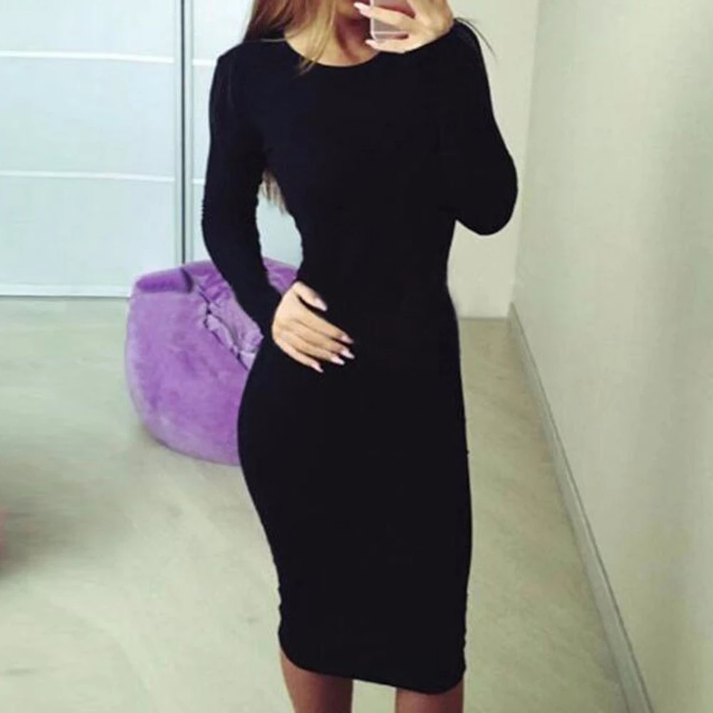 Для женщин Bodycon платье сексуальные платья с длинными рукавами на осень и весну