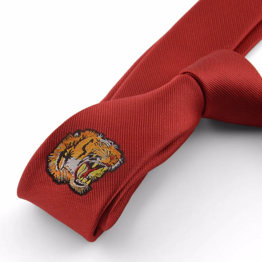 2018 Tiger галстуки для мужчин тонкий галстук высокой плотности вышивка тканый
