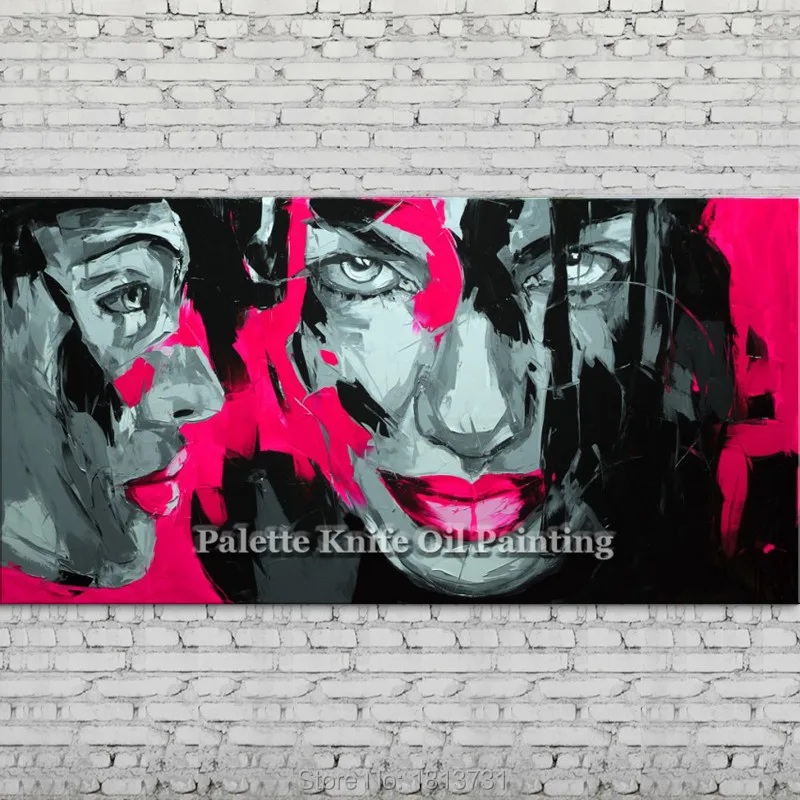 

Hand painted Francoise Nielly Palette knife portrait Face Oil painting Character figure canva wall Art picture for living room 6