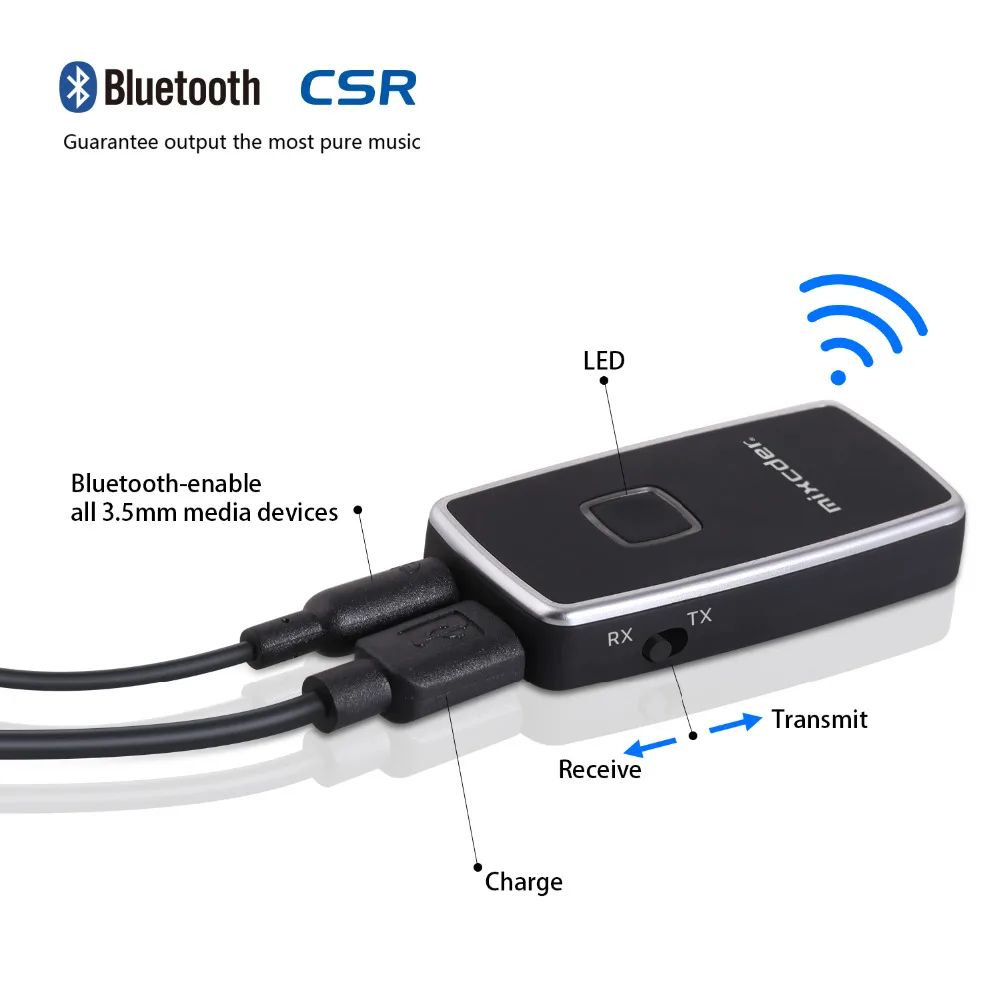 Mixcder TR007 CSR Bluetooth передатчик приемник 2 в 1 беспроводной аудио адаптер 3 5 мм Aux для