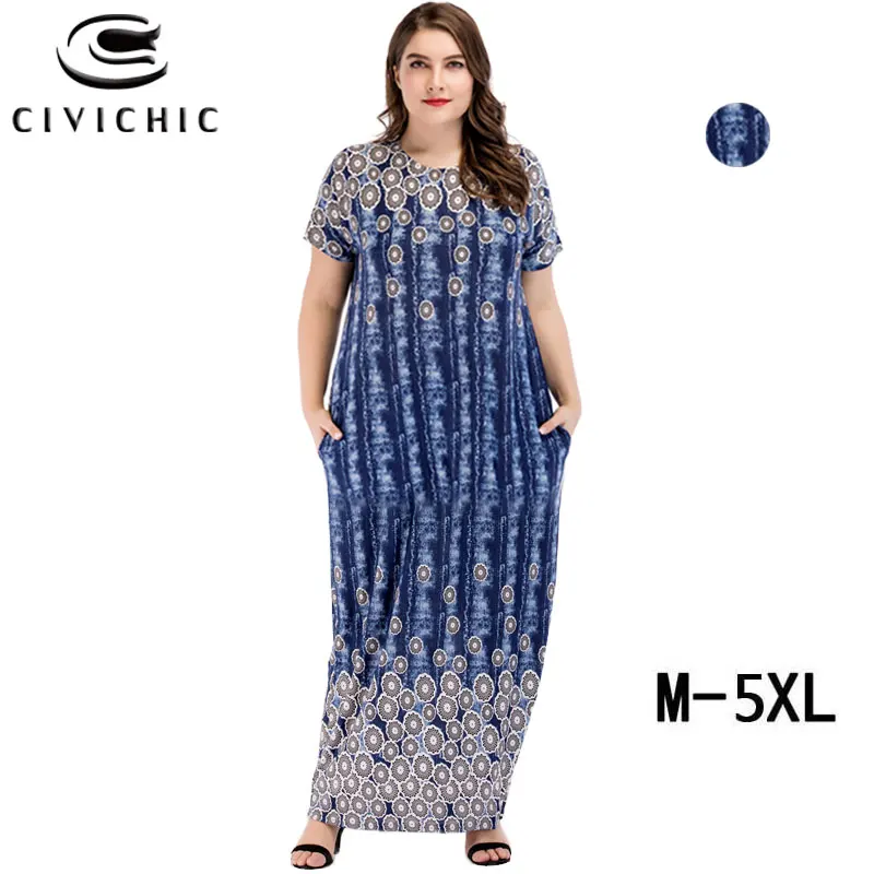 CIVI CHIC Boho принт vestidos mujer 2018 плюс Размеры длинное платье в богемном стиле полоску