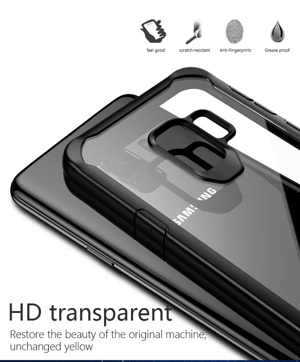 IDOOLS Case for Samsung Galaxy S9 Plus S9+ Hybrid Armor Bumper Clear Hard Acrylic Transparent Cases S 9 Capa |