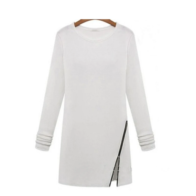 Spring Autumn Casual Thin Sweater Women Sweaters Long Sleeve O Neck Pullovers Female Side Split Sexy Zipper | Женская одежда