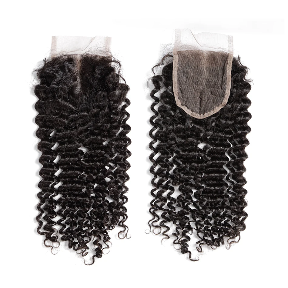 Poker Face Deep Wave Virgin 4x4 кружева закрытие чистый цветные бразильские волосы 8-20 дюймов средняя свободная часть может быть окрашена