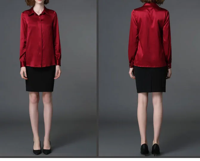 S-XXXL, женский модный, Шелковый, сатиновый, блуза на пуговицах, женские шелковые блузки, рубашки повседневные, офисные, белые, черные, синие, зеленые, с длинным рукавом 8041