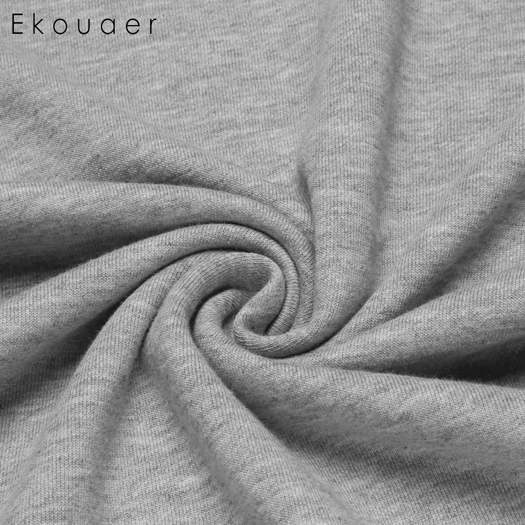 Ekouaer женская ночная рубашка с длинным рукавом и v образным вырезом Лоскутная