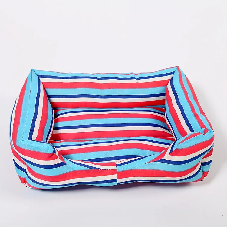 Blue and red strip Твердый цветной для собачки Кровать Мода Хлопок Заполненный кошачий лежак кровать теплая подушка для домашних животных прямоугольник Коврик для кота собаки водонепроницаемый домик для животных - Цвет: Blue and red strip