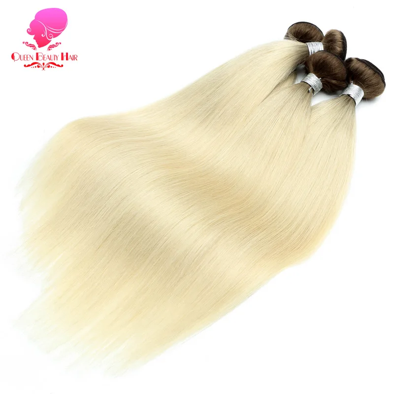 QUEEN BEAUTY 1/3/4 шт. двухцветные бразильские волосы Омбре T8/613 Платиновые светлые