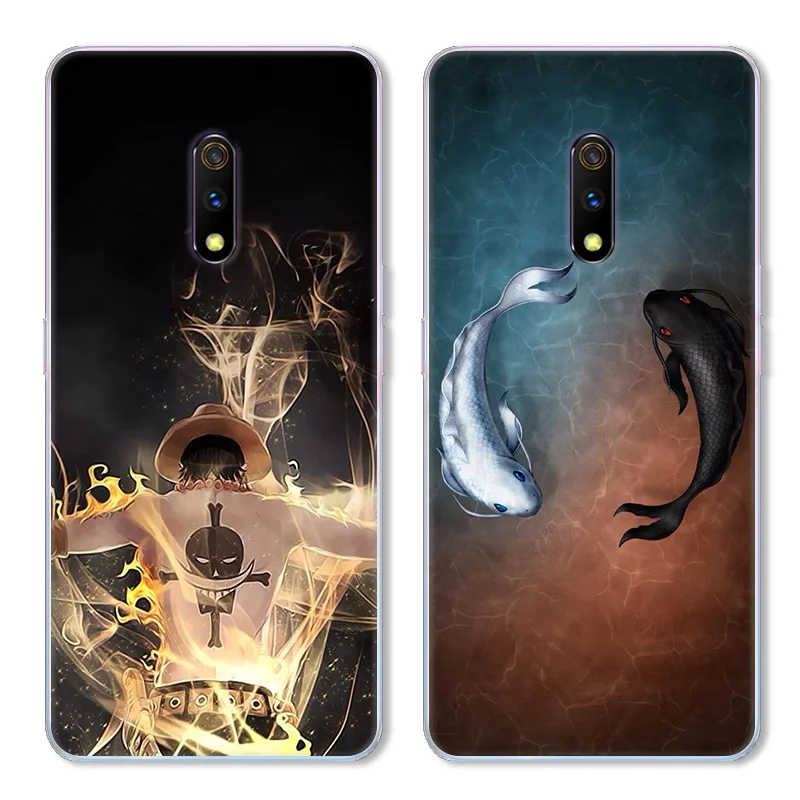 Cartoon Cat and Fish Case For OPPO Realme X TPU Painted Mobile Phone Shell Lovely Color Painting Case.17 Colors! |