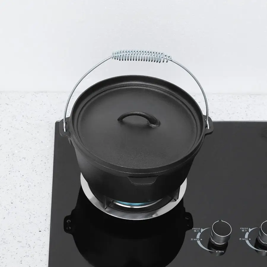 Портативная антипригарная чугунная кухонная посуда для барбекю на открытом