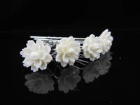 100 pcslot free shipping new white flower hair pins wedding party bridal hair jewelry woman fashion hair clips