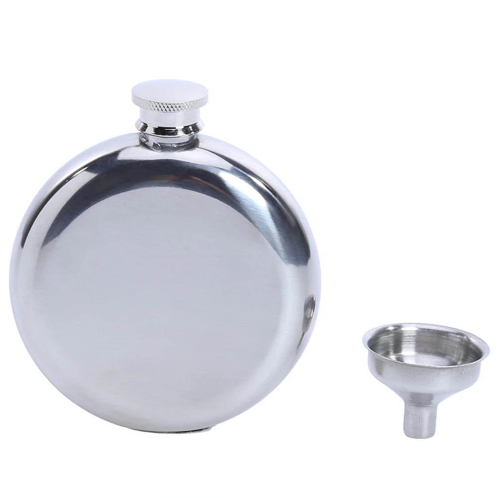Мужские круглые плоские фляжки 5 унций бутылка для виски и спирта из нержавеющей