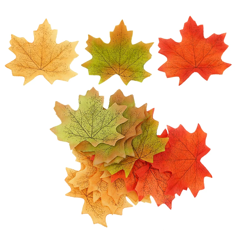 Искусственные листья 100 шт Ассорти богатые осенние цветные шелковые кленовые для