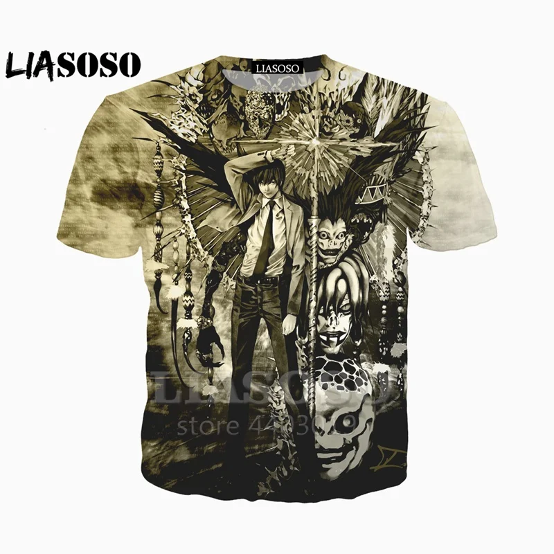 LIASOSO новые костюмы тетрадь смерти 3d для мужчин и женщин футболка на каждый день в