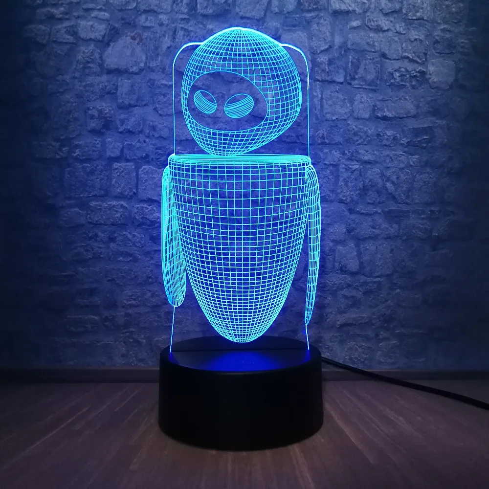 Новинка 3D USB Robort Wall-E RGB светильник ing настольная Светодиодная лампа Иллюзия