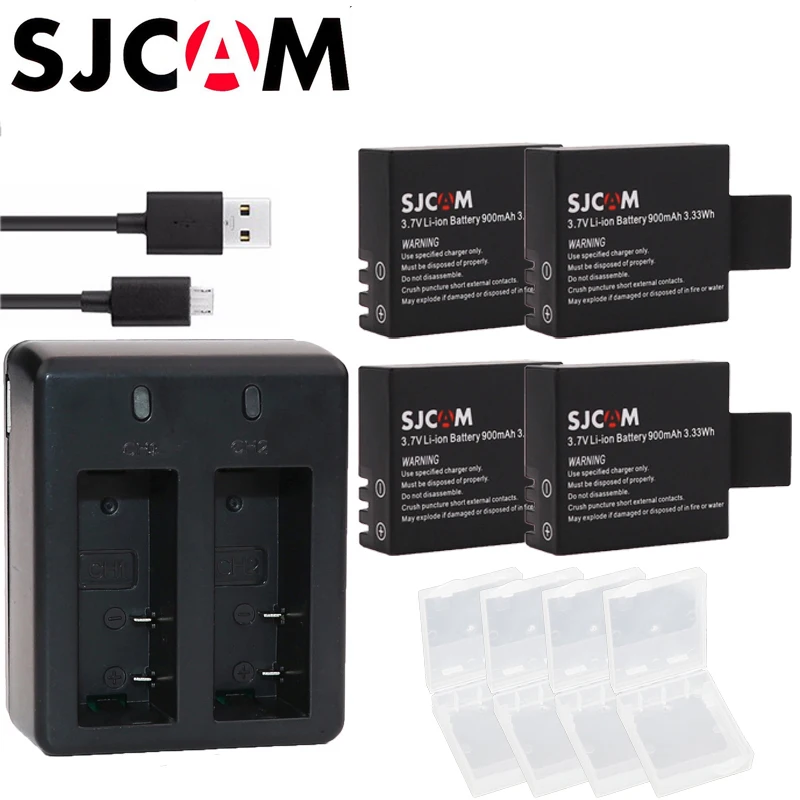 4x батареи SJCAM sj4000 батарея+ батарея sj7000 sj5000 sj6000 sj8000 SJ M10 двойной USB зарядное устройство для камеры SJCAM sj4000 sj5000