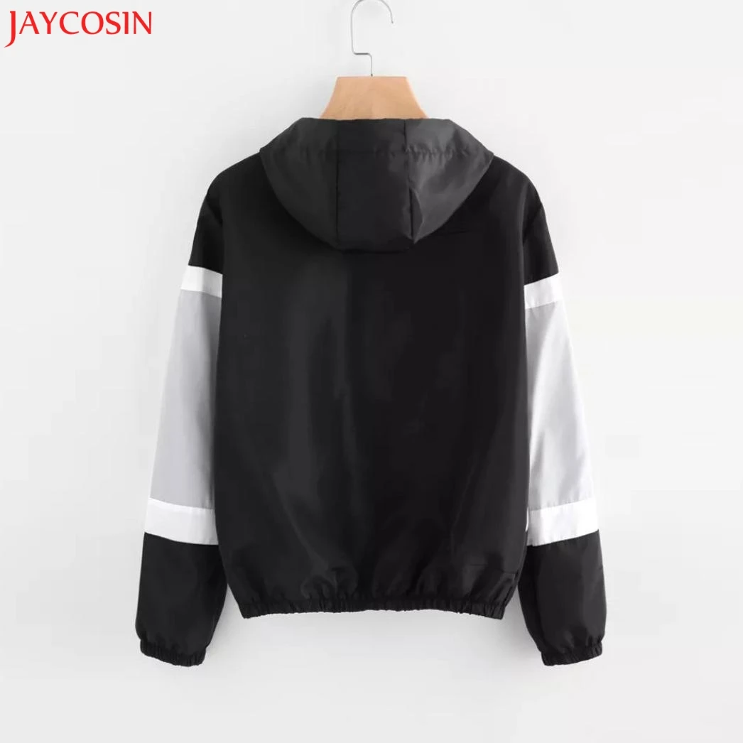 JAYCOSIN женское лоскутное тонкое пальто с длинными рукавами и карманами на молнии