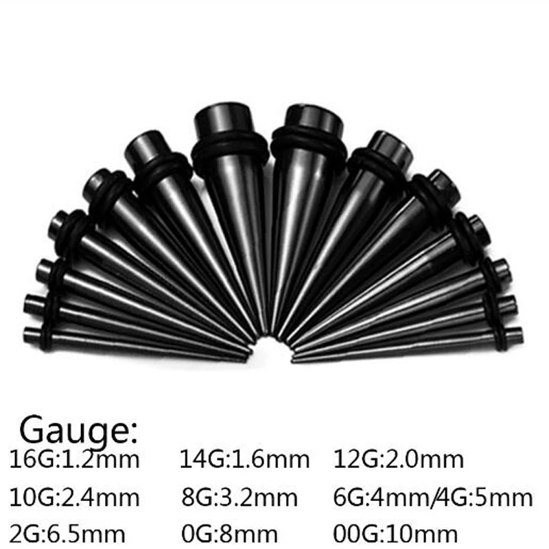 18 шт./лот набор носилок для ушных лент шип черный белый расширитель ушей вилок