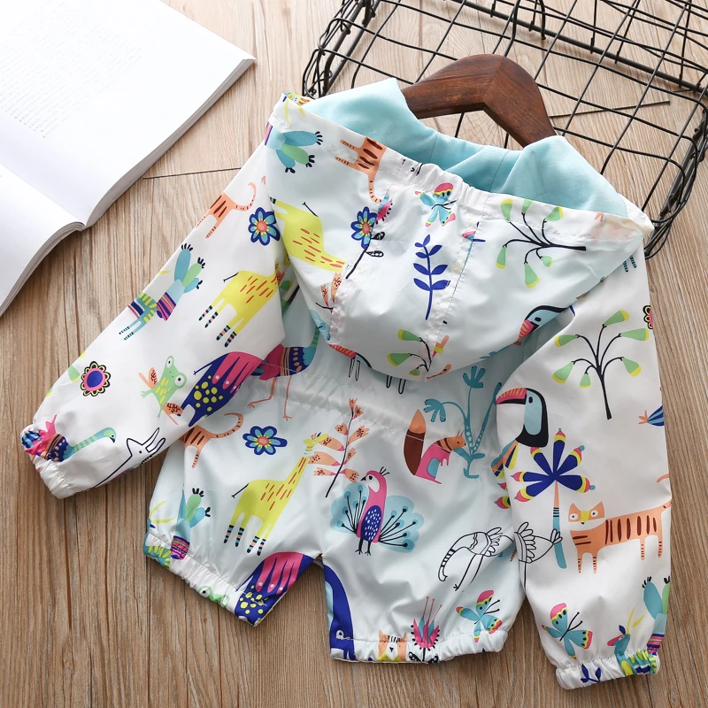 Girls Jacket Animal Printed Graffiti Zoon Peacock Hoody Autumn Coat For Kids Jackets Long Sleeve New Arrival Children Clothes | Детская