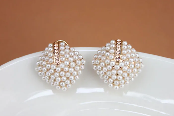 Newest Hot Sales Earrings 1Pair Style Women Stud Pearl Rhombus Crystal Rhinestone Gift | Украшения и аксессуары