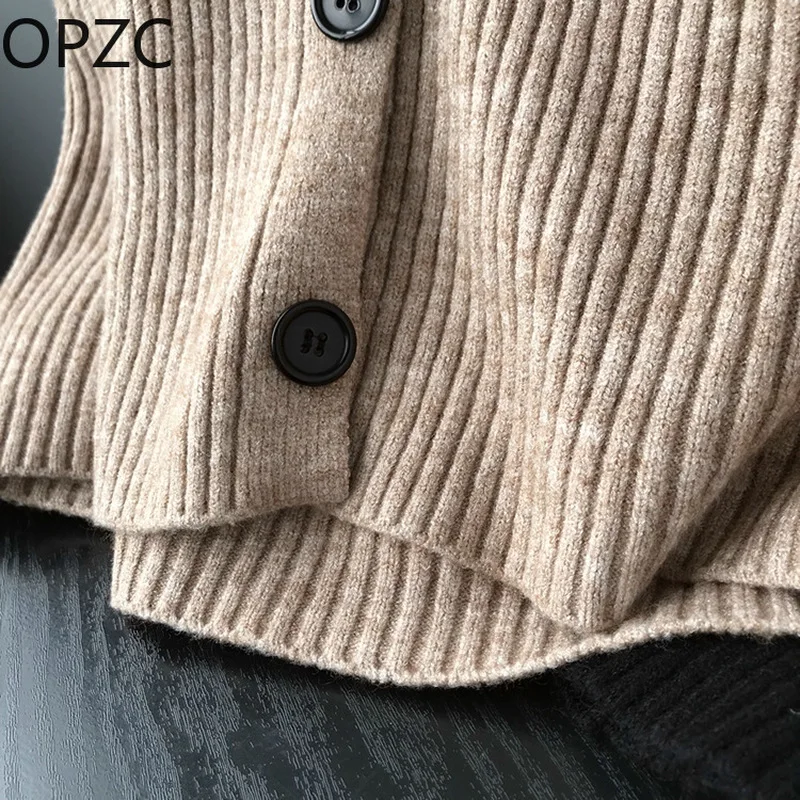 Opzc свитеры для женщин Мода 2018 ленивый большой v-образный вырез практичное пальто