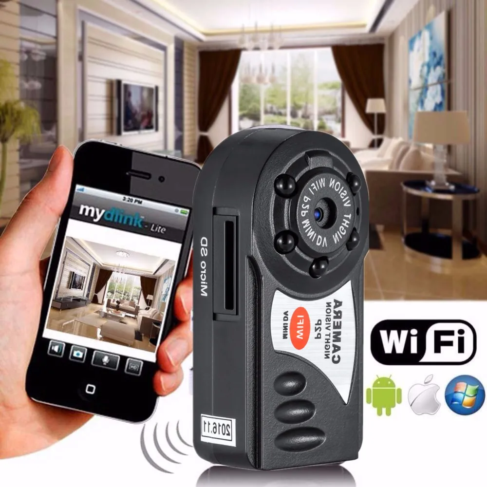 Оригинальный Q7 Wifi беспроводной IP мини камера ночного видения для iPhone Android микро