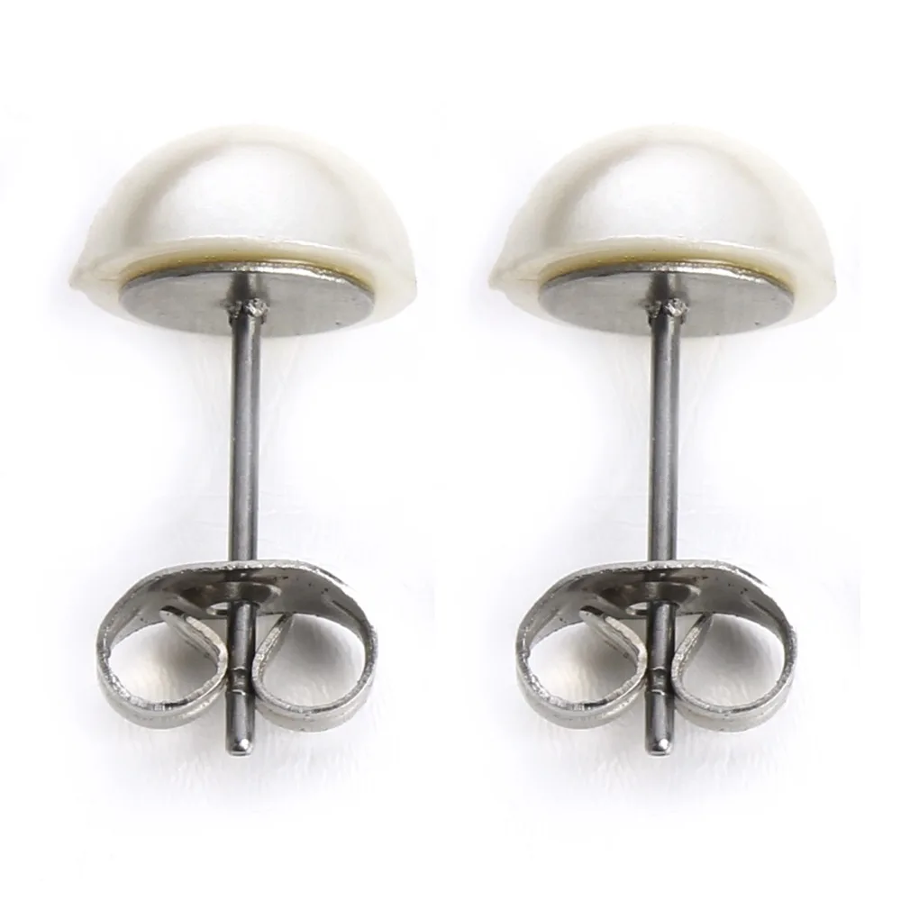 LOULEUR 8mm Stainless Steel White Pearl Piercing Stud Earrings Brincos Perle Pendientes Bou Earring for Women Jewelry | Украшения и