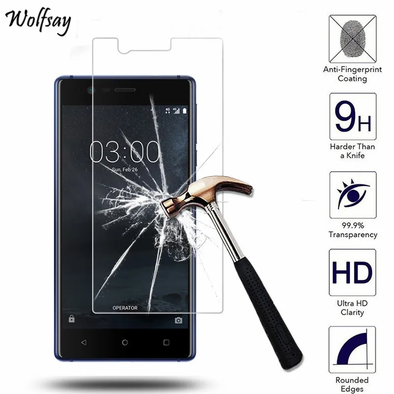 Закаленное стекло для Nokia 3 2 шт. Защитное TA 1020 1032 защитная пленка Wolfsay|glass for|glass glassfor