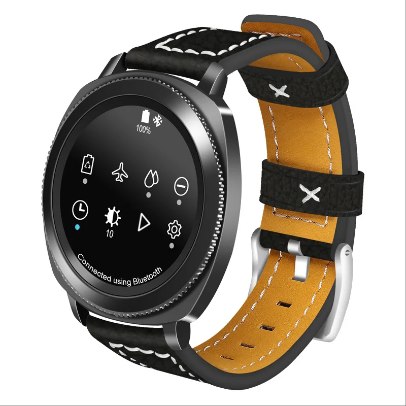 black 20 мм/22 мм кожаный ремешок для SAMSUNG Galaxy watch 46 мм 42 мм серии Sport S4/gear S2 classic gear S3 Смарт-часы ремешки для часов - Цвет ремешка: black